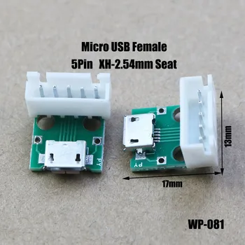 1 buc Micro USB de sex Feminin Priza La Plug DIP-5P 2.54 mm Adaptor Scaun Bord Android Microfon Telefon Mobil de Alimentare Cablu de Date Modulul