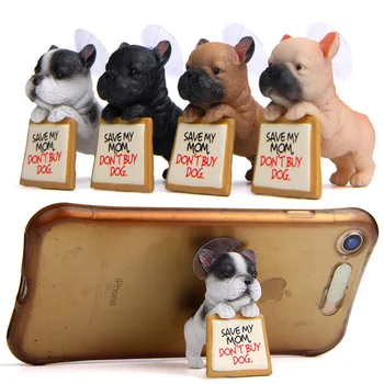 1 Bucată De Simulare Bulldog Francez Figurine Câine Fraier Design Cu Suport Pentru Telefon De Mașină Decor De Companie Cățeluș Statuie Decor Accesorii