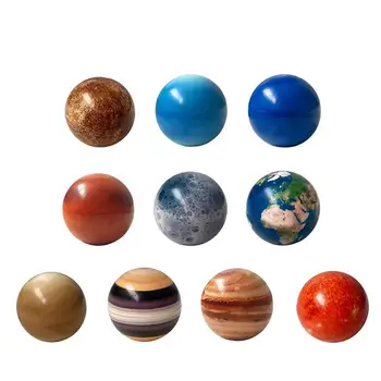 10 Buc Opt Planete, Luna, Soare, Stele Mingea Jucărie Colorat Bouncy Elastic Moale Imprimare Steaua Ball Copii Jucărie De Învățământ Cadou