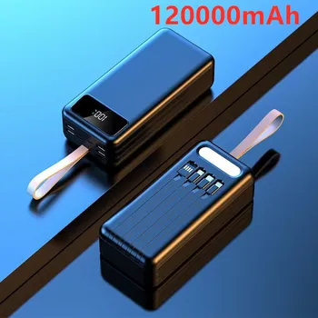 120000mAh Tragbare Mobile Power Bank mit 4 USB LED Digital Display Externe Baterii Ladegerät Putere für Xiaomi Samsung IPhone