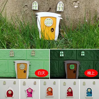 1Set Zână Ușa Noapte Usi din Lemn Meșteșug Kit Micro DIY Decoratiuni in Miniatura Elf Ușa Decorare Pom de Accesorii Micro Peisaj