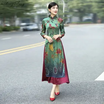 2018 vara din asia de îmbrăcăminte aodai vietnam cheongsam mai feminin rochie pentru femei rochie tradițională chineză Q299