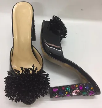 2019 Vara femei peep toe pompe cu toc înalt pantofi Chic stras toc sandale Elegante cu toc papuci de casă EU35-41 dimensiune BY710