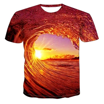 2021 Nou 3D T-shirt cu Print Digital Wave Gât Rotund Unisex Maneca Scurta pentru Vara American European Amuzant Tricouri XXS-6XL
