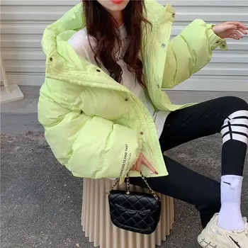 2021 Nou Culoarea Bomboane Vrac Cu Glugă Femei Parka Coreean Imprimat În Jos Jachete De Iarna Pentru Femeie Gros Cu Bule Cald Paltoane Stil De Colegiu