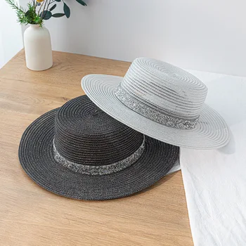 2022 Femei Pălării de Soare Pentru Margine Largă Plajă Capac Lateral Floppy de sex Feminin Pălărie de Paie Solid Franjuri Pălărie de Paie, Pălării de Vară Șapcă pentru Femei