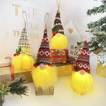 20cm Crăciun fără Chip de Păpușă Luminoasă cu LED-uri Gnome Lampa de Pluș Elf Mos craciun Xmas Copac Agățat Ornament Pandantiv Navidad Cadouri de Anul Nou