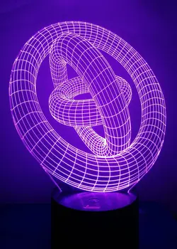 3D Inel de Lumina de Noapte LED Iluzie Lampa de Noptiera Birou Lampă de Masă, Loveboat 7 Culori Schimbare Lumini cu Acrilice Plat & ABS Bază & U
