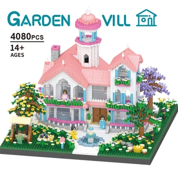 4080PCS Micro-City View de Vis Copac Sakura Garden House Villa Arhitectura Model Blocuri Montessori Cărămizi Jucarii si Cadouri Pentru