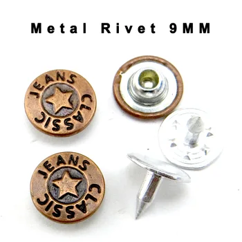 50 BUC 9 MM Rosu Metal Star Nit Buton Decorativ de Haine din Piele Bag Nituri se Potrivește DL-056