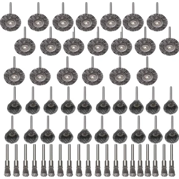60 Buc Set de Perii de Sârmă, Sârmă din Oțel Roți Pen Set de Perii Kit de Accesorii pentru Instrument Rotativ