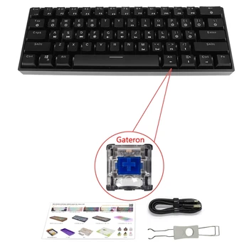61-cheie RGB cu iluminare de fundal Tastatură Mecanică USB cu Fir Programabil pentru MAC Home Office PC Tastatură Mică QXNF