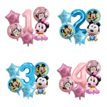 6pcs Disney de Desene animate Drăguț Mickey si Minnie Balon Folie Baby shower Copii Favoruri Ziua Decor Petrecere de Aniversare Consumabile