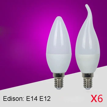 6Pcs/Lot Bec E14 LED Lampă de Interior Cald Rece Lumina Alba de 4W 6W AC85-265V LED Bec Lumanare Decor Acasă Candelabru