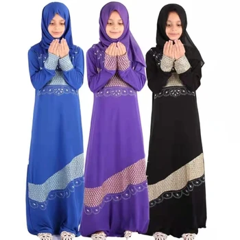 8-12Y Copii Fete Rugăciune Musulmane Hijab Rochie Abaya Ramadan Seturi de Copii Islamice Arabe Caftan Maneca Lunga Moale de Lungime Completă Halat