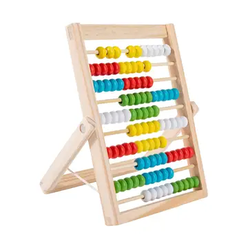 Abac din lemn Clasic de Numărare Instrument de Învățare la Matematică Jucărie de Adunare și Scădere cu 100 de Margele Colorate pentru Copii Fete