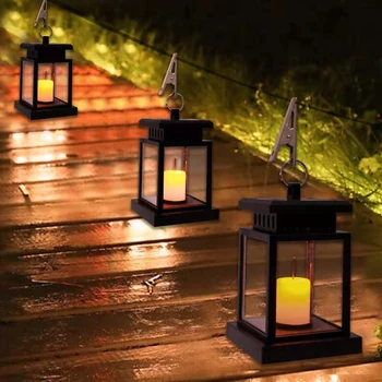Agățat Solars Lămpi cu LED-uri Impermeabil în aer liber Lumânare Lanternă Decorate în Grădină Patio, Punte Solare Lumânări Lampa