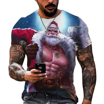 Amuzant de Crăciun T Camasa Pentru Barbati Mos craciun 3d Grafic Scurt Maneca Sus 2022 Bărbați T-shirt Supradimensionat Tricou Om Îmbrăcăminte Camiseta