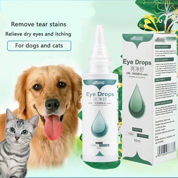 Animale de companie picături pentru ochi, câinele și pisica de spălare a ochilor de 60 ml, picaturi de ochi caine, pisica soluție de îngrijire a ochilor pentru a elimina corpurile străine din lacrimi