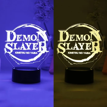 Anime Manga Demon Slayer Logo-ul 3D Led Lumina de Noapte Acasă Dormitor Acrilice de la Distanță Lampă de Birou Decor Pentru Copil Copil Noutate Iluzie Cadou