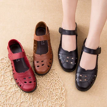 Baotou Gol Fund Moale pentru Femei Pantofi de Primăvară Plat Confortabil Pantofi pentru Femei Rupt Sandale de vârstă Mijlocie și Vârstnici Noi