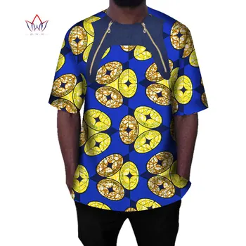 BintaRealWax Vara Africane Bărbați cămașă Tradițională de Imprimare Bumbac African Îmbrăcăminte Dashiki Pachwork tesatura Bărbați Nunta Tricou WYN393