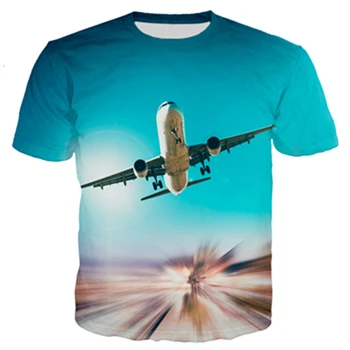 Brand de îmbrăcăminte de vară 2021 Noua Moda 3d t-shirt Blue sky și avion Print T shirt Mens Femei Casual tricou