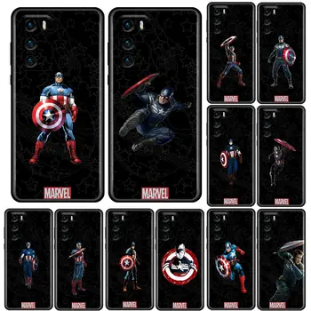 Cazul în care telefonul pentru Huawei P10 P20 P30 P40 P50 P50E P Inteligente 2021 Pro Lite 5G Plus Silicon case Acoperă Rece Marvel Captain America
