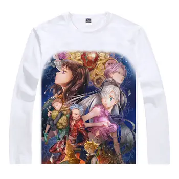 Cele Șapte Păcate de Moarte Tricou Dragon-i Păcatul Mâniei Cămașă de Moda imprimate mâneci Lungi t-shirt Anime Colectia cool t-shirt-un
