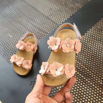 Copii Sandale Pentru Fete De Moda De Flori Fete Pentru Copii Plat Printesa Rece Pu Piele Pantofi Fete Noi Fete Beach Sandale A915