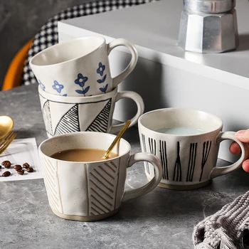 Creative Mână-pictat Cana Ceramica Retro Manual Ceașcă de Cafea Formă Neregulată Lapte Ceașcă de Ceai Cadou Unic, Home Deco