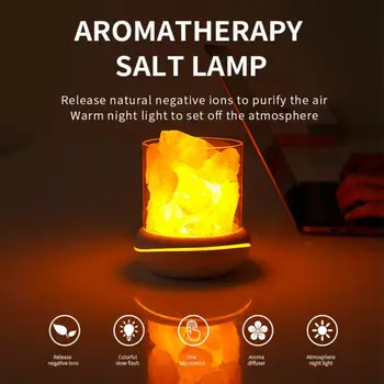 Cristal Natural de Sare de Himalaya Lampa Multicolor Rock USB LED Lumina de Noapte Masa pentru Living, Dormitor, Noptiera Aroma de Ulei Cadou