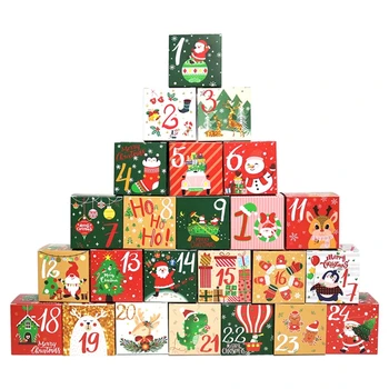 Crăciun Advent Calendar Cutii Set de 24 de Partid de Vacanță Oaspete Consumabile 87HB