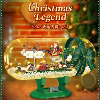 Crăciun Legenda Cărămizi Jucarii Cu Led MOC Capac de Sticlă Street View Moș Crăciun Model de Blocuri de Constructii Compatibile Cu LEGO
