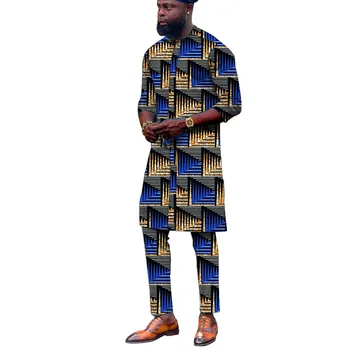 Cultura Africană Haine Barbati Bluze Maneca Trei Sferturi Nigeria Moda Pantaloni Seturi Colorate De Imprimare De Sex Masculin Articole De Îmbrăcăminte De Nuntă