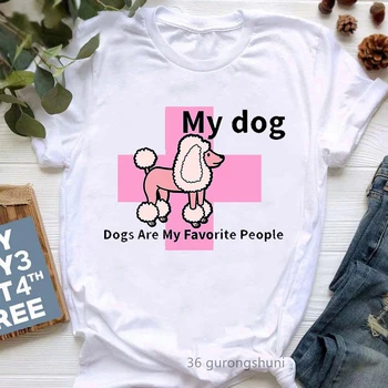 Câinii Sunt Preferații Mei Grafic De Imprimare Tricou Femei Kawaii Pudel Tricou Femme Pisica Mama Iubitor De Cafea Tricou Femei Topuri