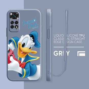 Donald Duck de Moda Telefon Caz Pentru Xiaomi Redmi Nota 11 11 10 10 9 9 9M 8 8T 7 5 Pro Plus Lichid Coarda Bomboane Acoperi Coque Capa