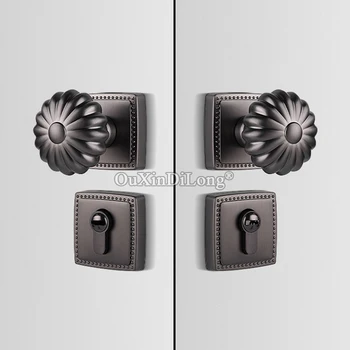 Francez De Lux Inegală Cu Două Uși, Încuietori De Securitate De Intrare Tăcut Dual Deschide Ușa Butoane De Blocare Set + 3 Chei Negru/Gri/Aur
