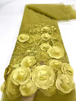 Frumoasa Nunta Dantelă francez Tul ochiurilor de Plasă Tesatura Dantela Cu 3D Multistrat Handmade Floare Trandafir Țesături Dantelă Pentru Nigeria Petrecere