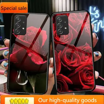 Frumos trandafir iubitor de Sticla Caz de Telefon Pentru Samsung Galaxy A51 A71 A60 A70S A70 A80 A21S A41 A20E A50 A30S 5g A32 A40S A2