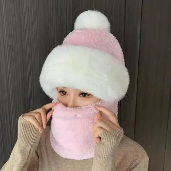 Guler Masca Integrat Pălărie de Iarnă femeii de Protecție pentru Urechi Windproof Capac Moda Lână Tricotate Pălării pentru Copii Pulover Capace