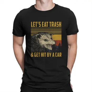 Hai să Mâncăm Gunoi Lovit De O Mașină T-Shirt pentru Bărbați Pisicile de pe Stradă de Moda Teuri Crewneck Maneci Scurte T Shirt Party Îmbrăcăminte