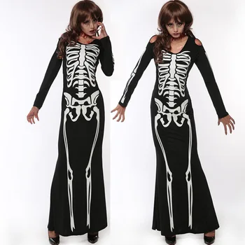 Halloween cosplay femei Vrajitoare vampir Costum Negru schelet rochie Fantomă Costume Cosplay