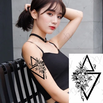 Impermeabil Tatuaj Temporar Autocolant Sexy Luna Triunghi Corp Floare de Artă Flash Tatuaj Fals Tatuaj Autocolante pentru Fete Barbati Femei