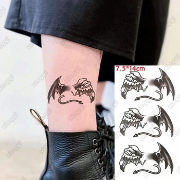 Impermeabil Tatuaj Temporar Autocolante Demon cu Aripi de Înger Arta Corpului De La Gât Transfer de Apă Fals Tatuaj Flash Tatuaj pentru Barbati Femei