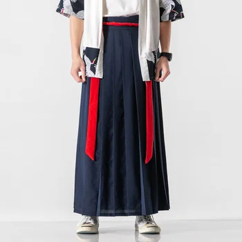 Japonez Harajuku Hakama Mens Lenjerie De Pantaloni Largi 2021 Liber Kimono Negru Chinezesc Pantaloni Barbati Haine Dantelă-Up Pantaloni