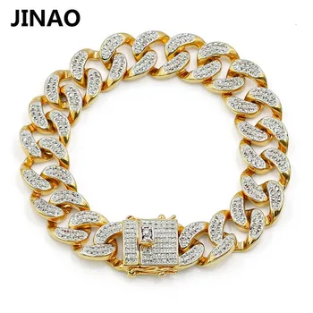 JINAO Moda Culoare de Aur Placat cu Micro Pave Cubic Zircon Brățară Toate Iced Out 7