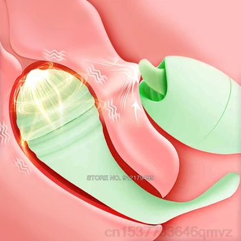 Jucarii sexuale Pentru Femei 2In1 Vibratoare Ou Real Limba Stimulator Clitoris Inseriabil Vagin Masaj Cap Dublu Vibrator 18+ G Spot
