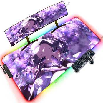 Kimono Kimetsu Nu Yaiba Kawaii Violet Mouse Pad Accesorii de birou RGB 1200x600 Mause Covor Soareci Mat Stil Japonez Anime Deskpad