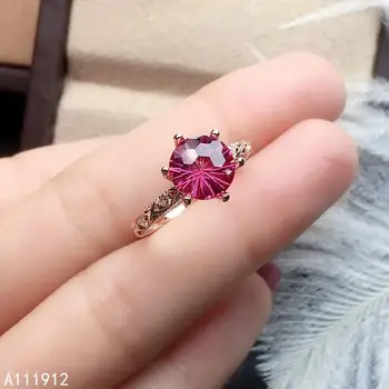 KJJEAXCMY bijuterii fine roz naturale topaz argint 925 reglabil piatră prețioasă femei inel de sprijin test frumos